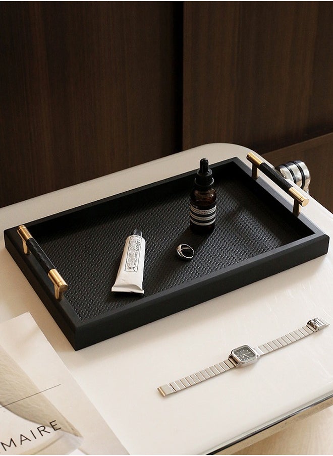 Squarecircle Jewelry Display Jewelry Tray Organizer for Women Girls Leather Premium Light Luxury Jewelry Storage Tray Aromatherapy Tray Entryway French Metal Handle Coffee Cup Wooden Tea Tray Tray Living Room Tray  - Image 1