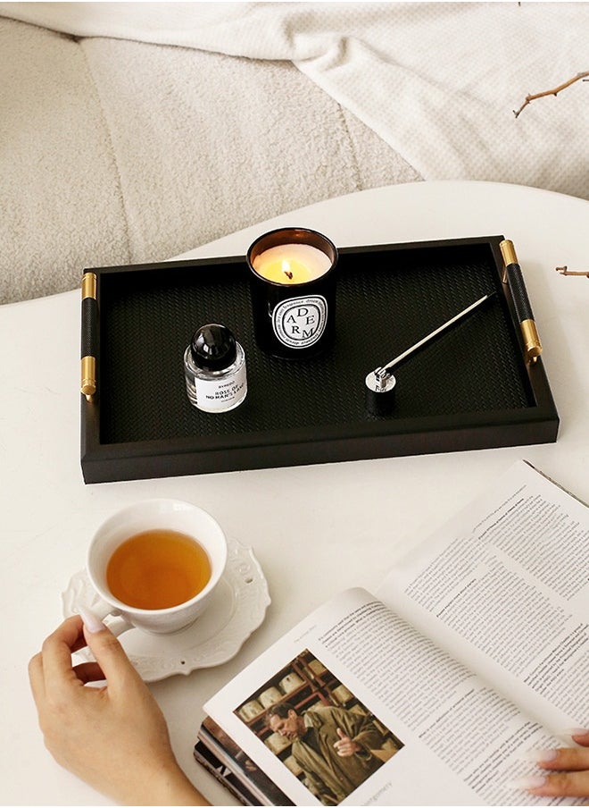 Squarecircle Jewelry Display Jewelry Tray Organizer for Women Girls Leather Premium Light Luxury Jewelry Storage Tray Aromatherapy Tray Entryway French Metal Handle Coffee Cup Wooden Tea Tray Tray Living Room Tray  - Image 3