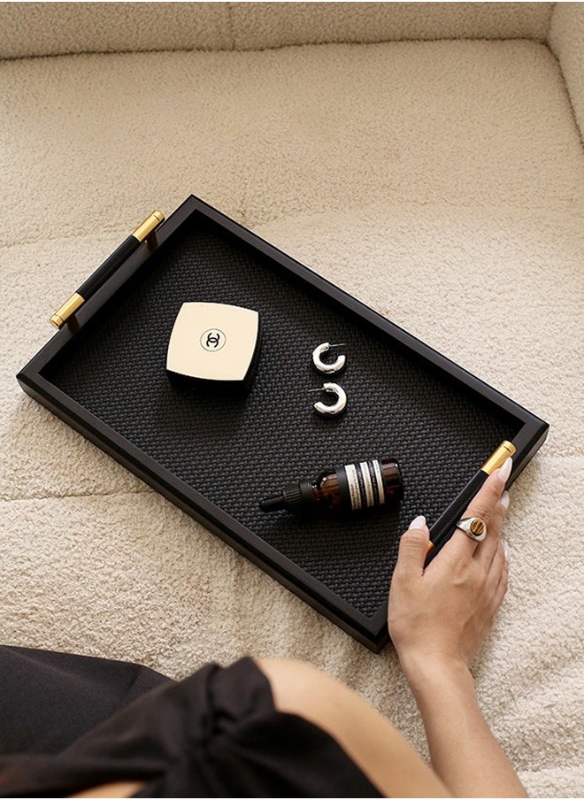 Squarecircle Jewelry Display Jewelry Tray Organizer for Women Girls Leather Premium Light Luxury Jewelry Storage Tray Aromatherapy Tray Entryway French Metal Handle Coffee Cup Wooden Tea Tray Tray Living Room Tray  - Image 5