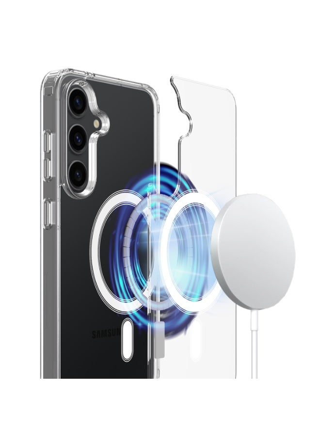 Case for Samsung Galaxy A37 Magnetic Military Drop Protection Anti Yellowing Mobile Phone Case Robust Durable Shockproof Protective Case Transparent Case (Clear) - Image 2