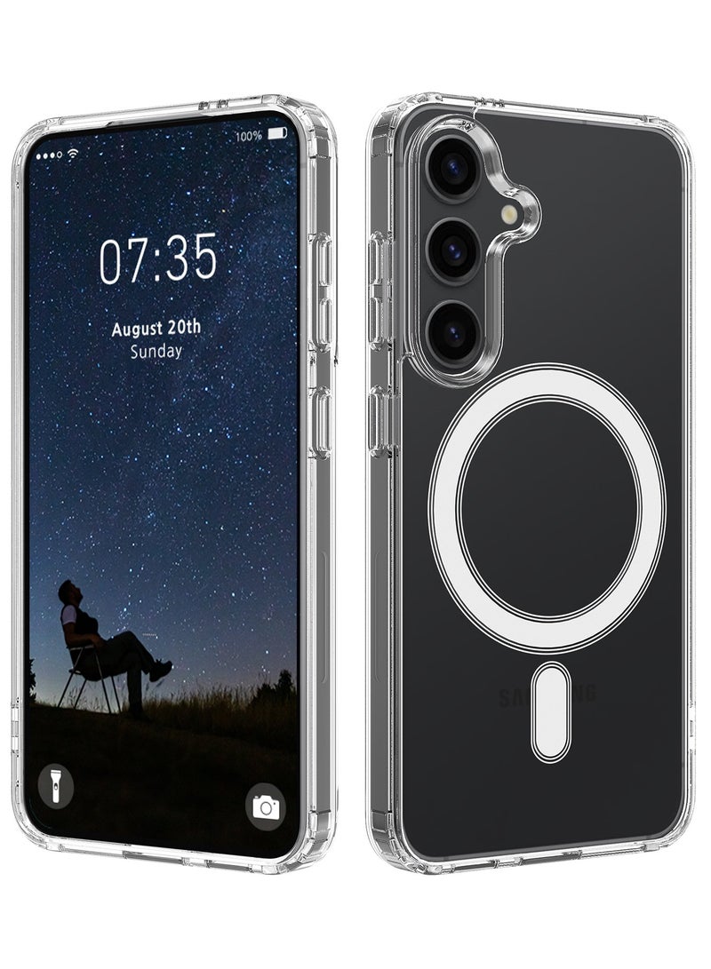 Case for Samsung Galaxy A37 Magnetic Military Drop Protection Anti Yellowing Mobile Phone Case Robust Durable Shockproof Protective Case Transparent Case (Clear) - Image 1