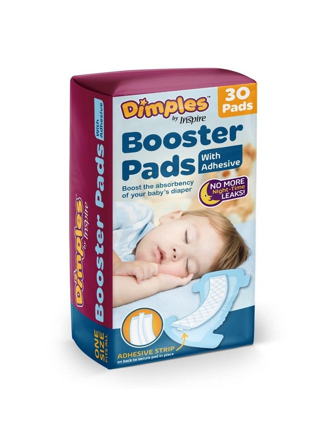 Inspire Dimples Booster Pads, Baby Diaper Doubler with Adhesive - Boosts Diaper Absorbency - No More leaks 30 Count (with Adhesive for Secure Fit) (30 Count) - Image 1