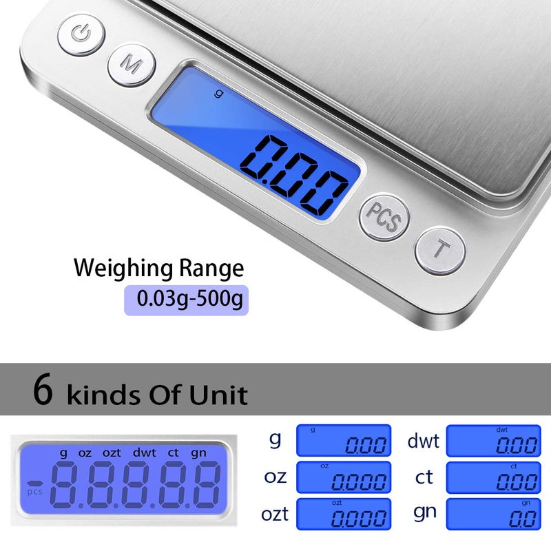 Fuzion Small Kitchen Scale, 500g/ 0.01g Small Gram Weight Scale, Precision Lab Scales Digital Weight Grams and Oz, Digital Gram Scale, Jewelry Scale with LCD, Small Food Scales for Kitchen - Image 2