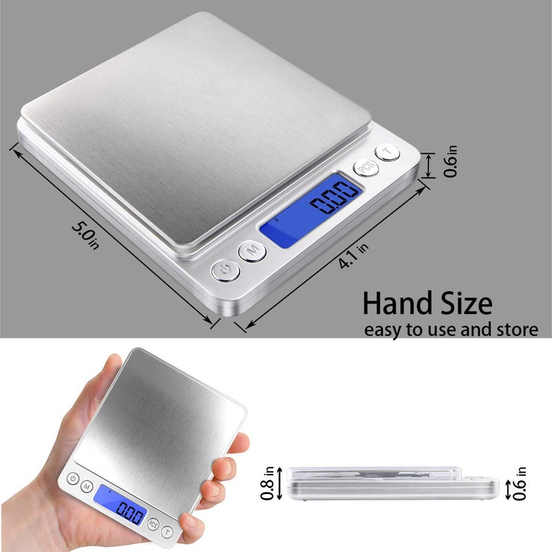 Fuzion Small Kitchen Scale, 500g/ 0.01g Small Gram Weight Scale, Precision Lab Scales Digital Weight Grams and Oz, Digital Gram Scale, Jewelry Scale with LCD, Small Food Scales for Kitchen - Image 3