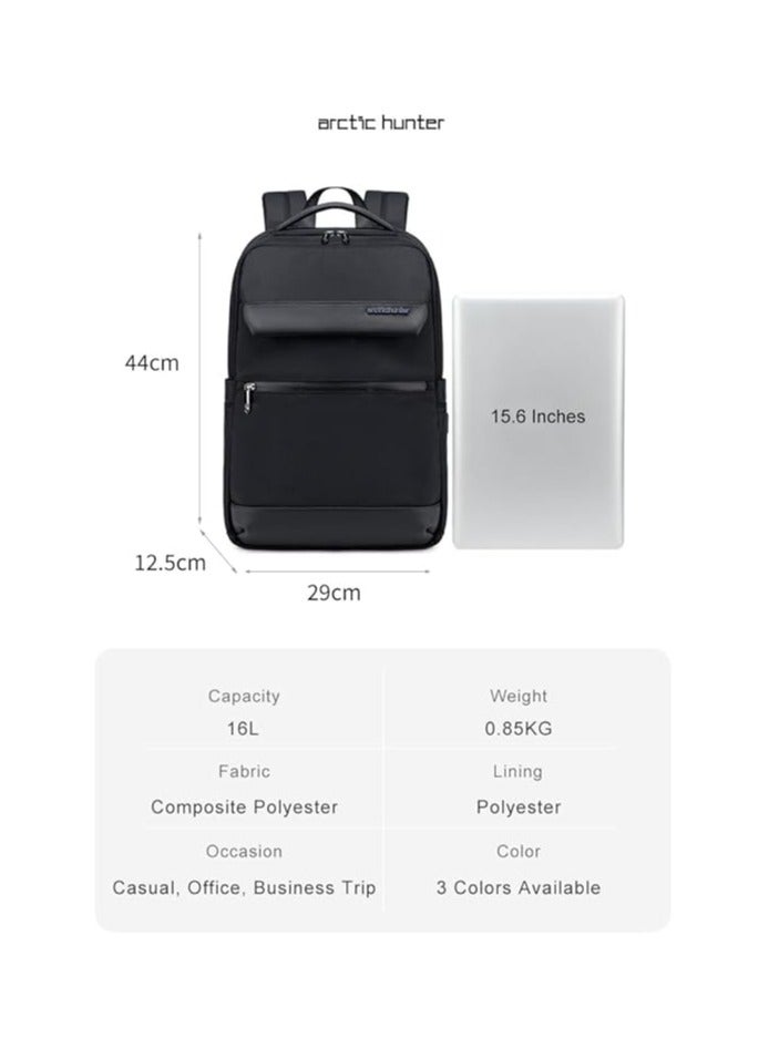 ah arctic hunter Slim Backpack for Men 16L Compact Office 15.6-inch Laptop Bag 2 Pockets Lightweight Water-resistant Premium Backpack for Office Daily Use College,B00671-Black  - Image 5