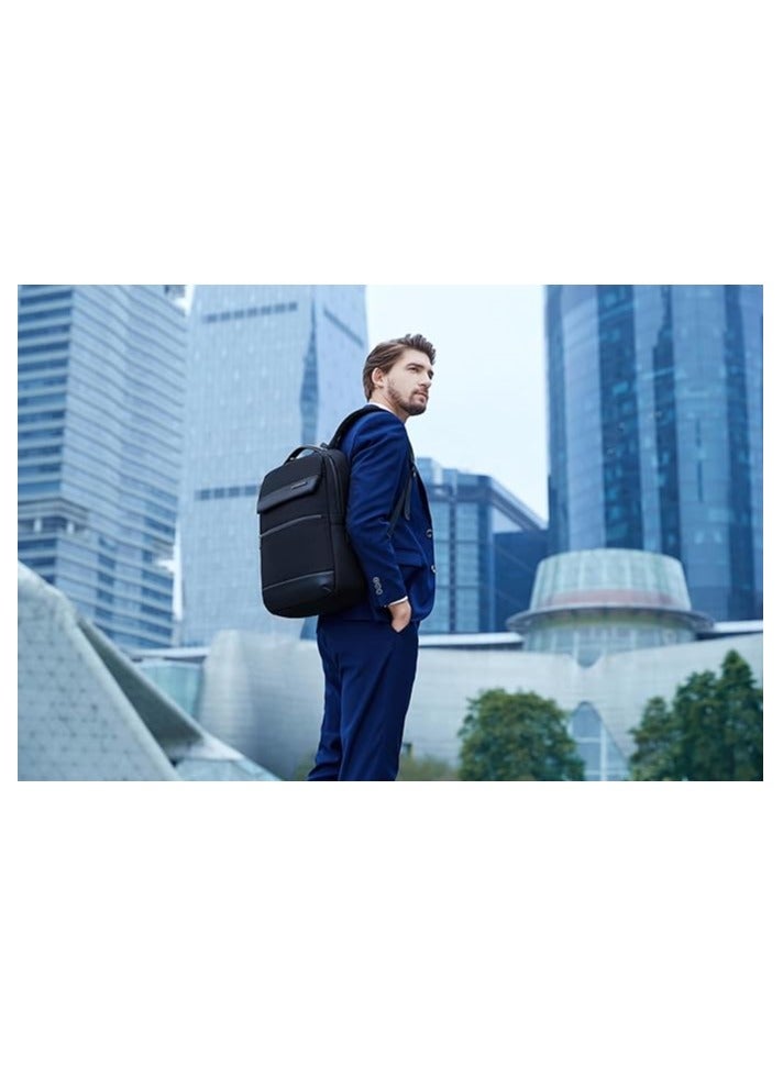 ah arctic hunter Slim Backpack for Men 16L Compact Office 15.6-inch Laptop Bag 2 Pockets Lightweight Water-resistant Premium Backpack for Office Daily Use College,B00671-Black  - Image 3