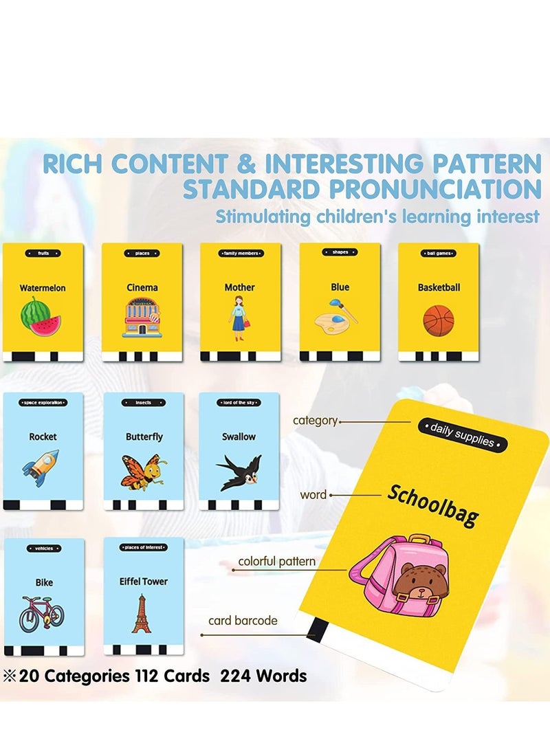 دي إم جي لعبة تعليمية مسموعة ، 224 قطعة من البطاقات التعليمية الناطقة ، بطاقات فلاش مسموعة مع مؤثرات صوتية ، جهاز لوحي للكتابة بشاشة إل سي دي ، تعلم تعليمي ، ألعاب كلمات ، هدية عيد ميلاد للأطفال الصغار من عمر - Image 4
