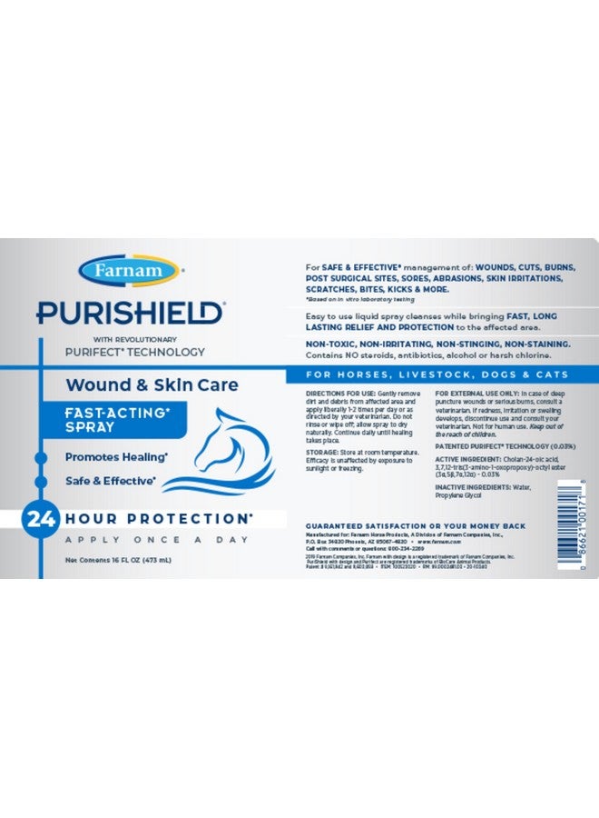 Farnam Farnam Purishield Wound & Skin Fast Acting Spray, All-purpose cleaner with 24 hour protection promotes healing and skin repair for horses, dogs, cats and livestock, 16 Ounces - Image 5