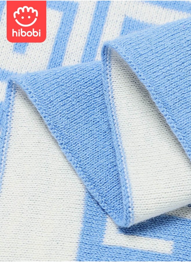 hibobi Baby Cotton Knitted Throw Blanket Baby Windproof Cover Quilt Stroller Cover Blanket  - Image 5