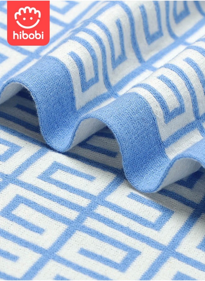 hibobi Baby Cotton Knitted Throw Blanket Baby Windproof Cover Quilt Stroller Cover Blanket  - Image 3