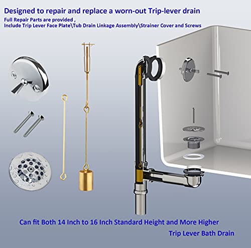 Artiwell Tub Drain Linkage Assembly with Trip Lever and Strainer Done Cove, Fit for Trip Lever Bath Tub Waste and Overflow Drain by Artiwell - Image 5