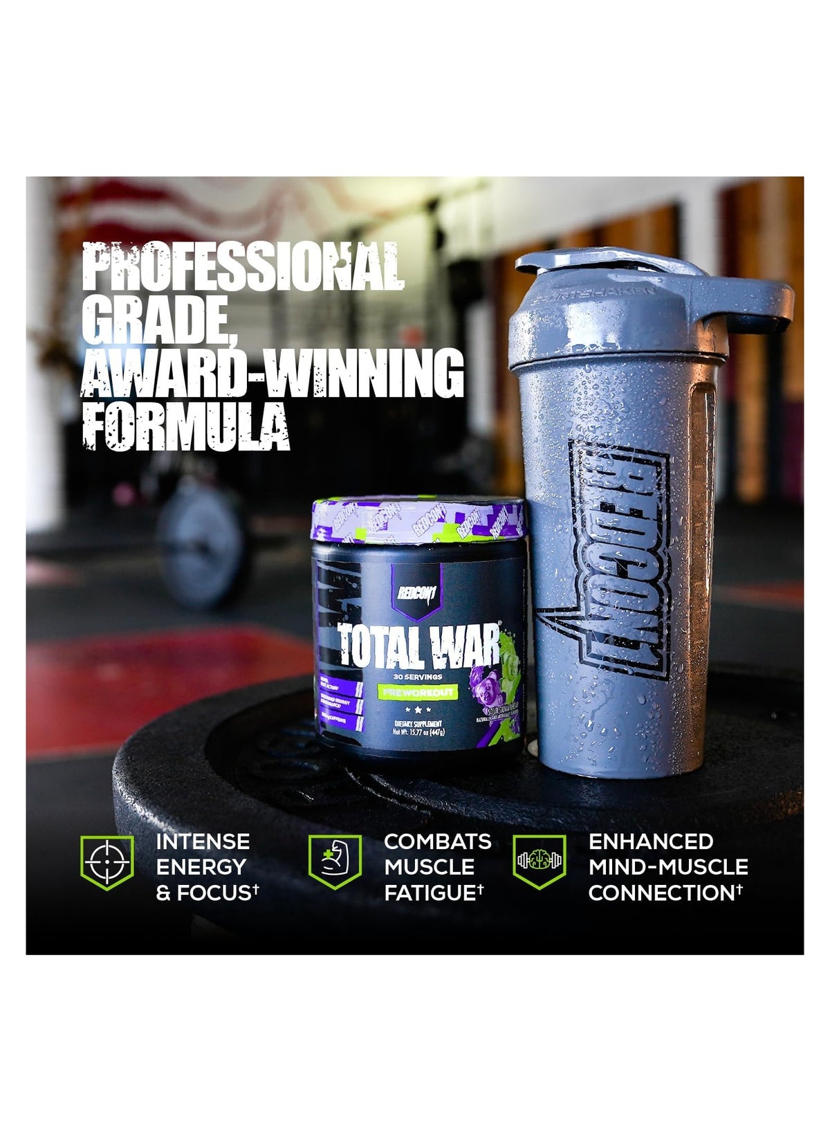 Redcon1 Total War - Pre Workout, 30 Servings (Sour Gummy Bear)