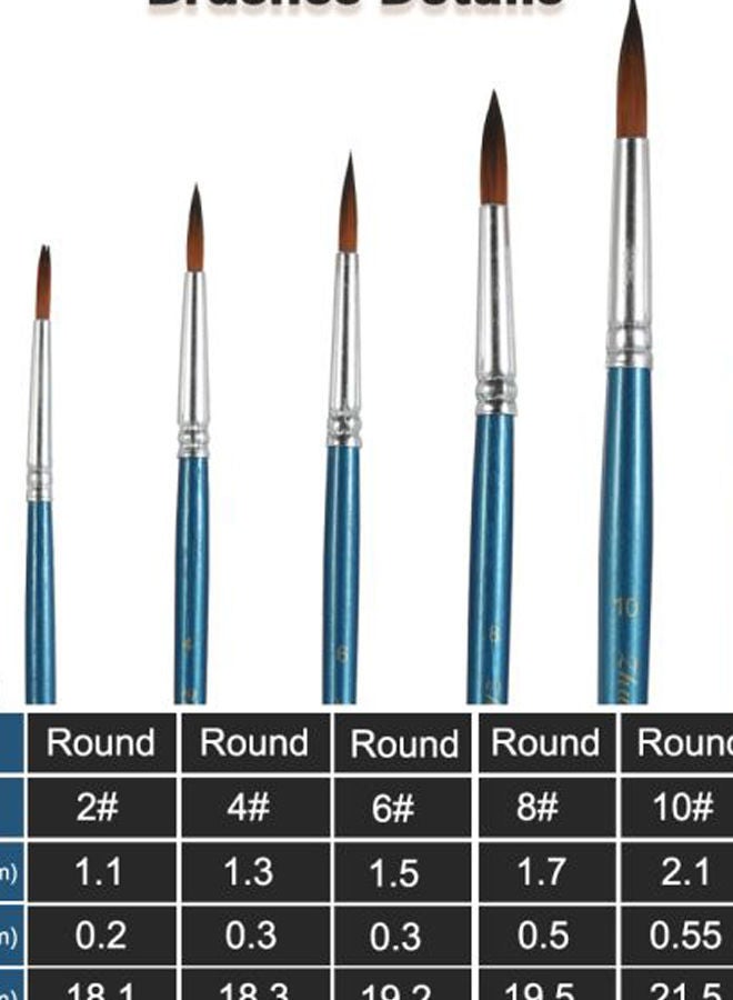 NIBEMINENT 6-Piece Professional Wooden Paint Brush Set Blue/Silver/Brown - Image 3