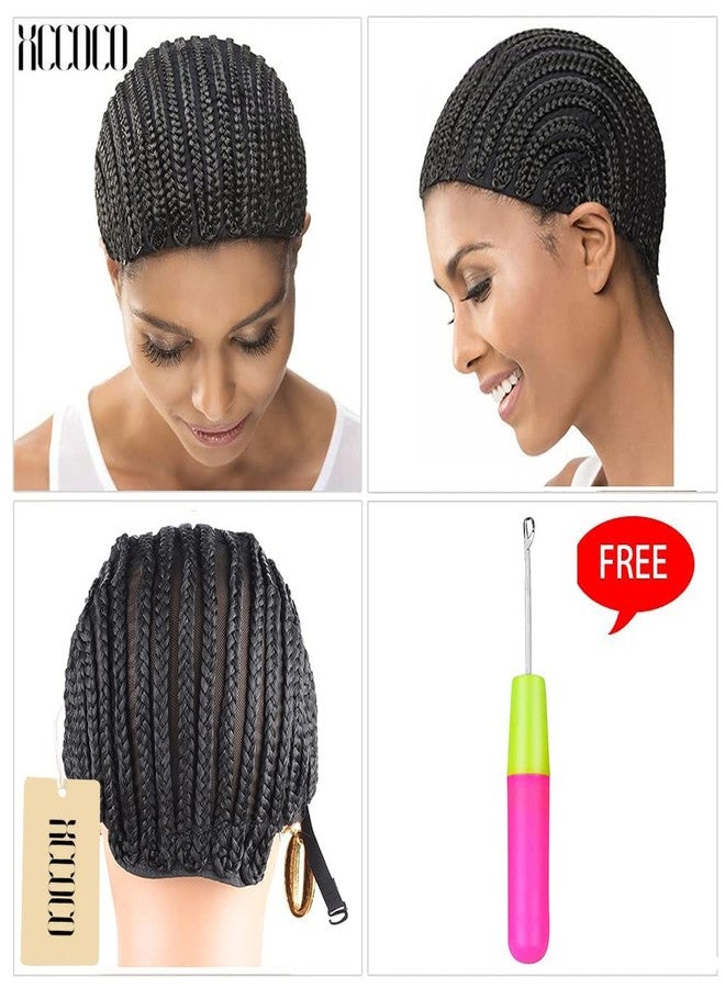 إكس كوكو قبعة شعر مستعار كروشيه مضفرة من XCCOCO، قطعة واحدة، قابلة للتهوية، لصنع شعر مستعار صناعي، متينة وثابتة، لون أسود، سهلة الخياطة، مقاس متوسط - Image 2