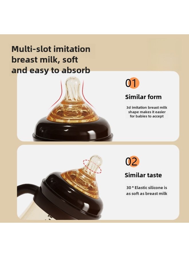 Finercare Wide-caliber PP Feeding Bottle Baby Anti-choke Anti-flatulence Children Straw Cup Big Baby Weaning Feeding Bottle-Color:Orange-Capacity:240ml--PP Material Nano Bottle - Image 4