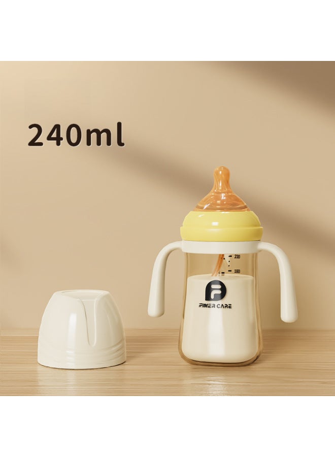 Finercare Wide-caliber PP Feeding Bottle Baby Anti-choke Anti-flatulence Children Straw Cup Big Baby Weaning Feeding Bottle-Color:Orange-Capacity:240ml--PP Material Nano Bottle - Image 1