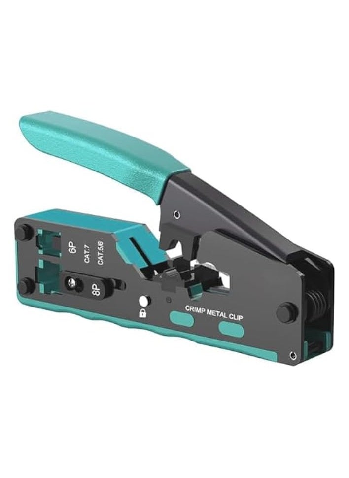 بروماس أداة تجعيد المرور RJ45، أداة تجعيد RJ45 Cat5 Cat6 Cat7، أداة تجعيد RJ11، أداة تجعيد كابل شبكة إيثرنت، كماشة أدوات صغيرة لمعدات التجعيد المعيارية (أخضر)  - Image 1