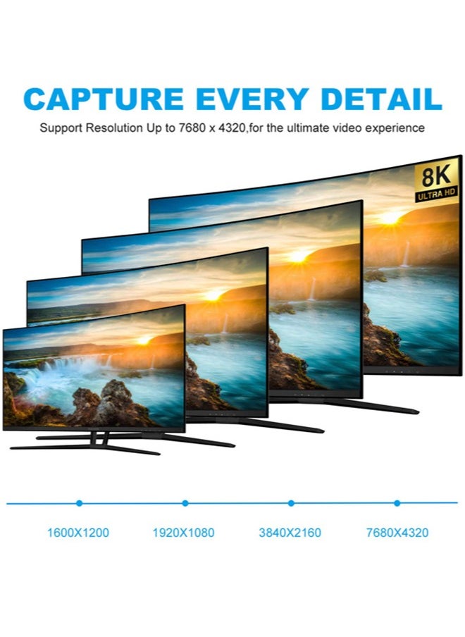 chixing كابل DisplayPort 8K Ultra HD DisplayPort 1.4 ذكر إلى ذكر كابل نايلون SPCC Shell، يدعم دقة 7680x4320 8K@60 هرتز، 4K@144 هرتز، 2K@165 هرتز HDP HDCP لشاشة الألعاب  - Image 5