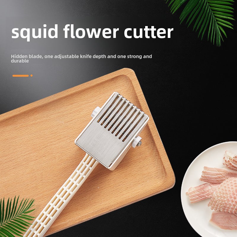 Squid Knife Cut Flower Multifunctional Household Pig Skin Duck Gizzard Flower Adjustment Depth Cut Waist Flower Tool Kitchen Gadgets(Squid flower cutter) - Image 2