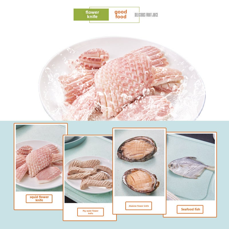 Squid Knife Cut Flower Multifunctional Household Pig Skin Duck Gizzard Flower Adjustment Depth Cut Waist Flower Tool Kitchen Gadgets(Squid flower cutter) - Image 4