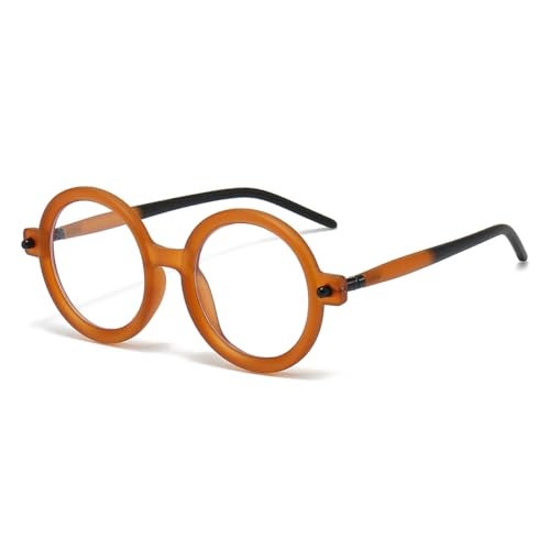 Gleyemor Retro Round Blue Light Glasses for Men Women Vintage Fake Nerd Circle Glasses Costume Cosplay Eyeglasses (Matte Orange) - Image 1
