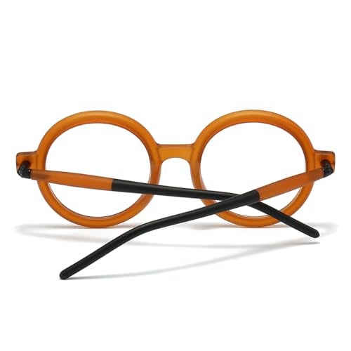 Gleyemor Retro Round Blue Light Glasses for Men Women Vintage Fake Nerd Circle Glasses Costume Cosplay Eyeglasses (Matte Orange) - Image 4