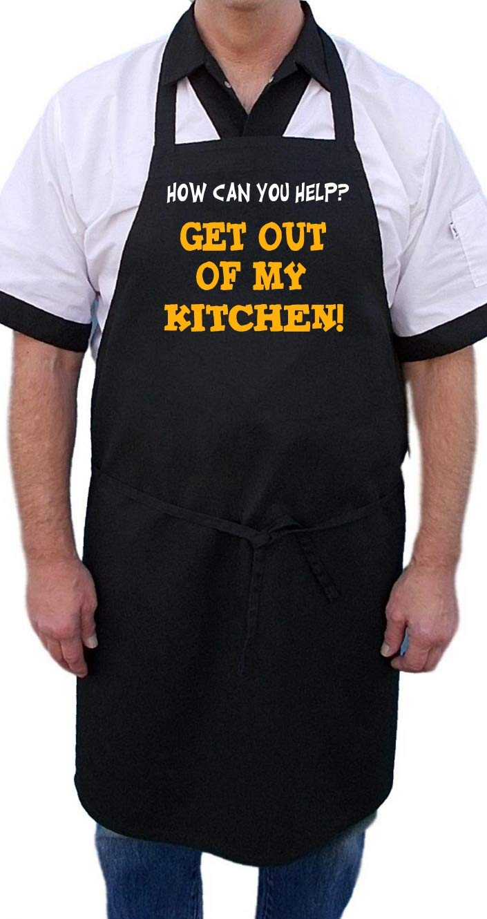 CoolAprons Get Out Of My Kitchen! Funny Cooking Aprons  Black  One Size Fits Most - Image 2