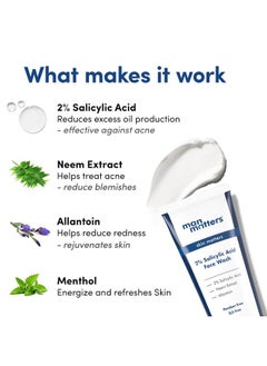 Man Matters Clear 2% Salicylic Acid Face Wash For Men | Helps To Reduce Acne, Dark Spots & Oil Production | Formulated With Salicylic Acid, Neem Extract And Menthol | 100Ml  - Image 2