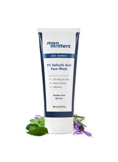 Man Matters Clear 2% Salicylic Acid Face Wash For Men | Helps To Reduce Acne, Dark Spots & Oil Production | Formulated With Salicylic Acid, Neem Extract And Menthol | 100Ml  - Image 1