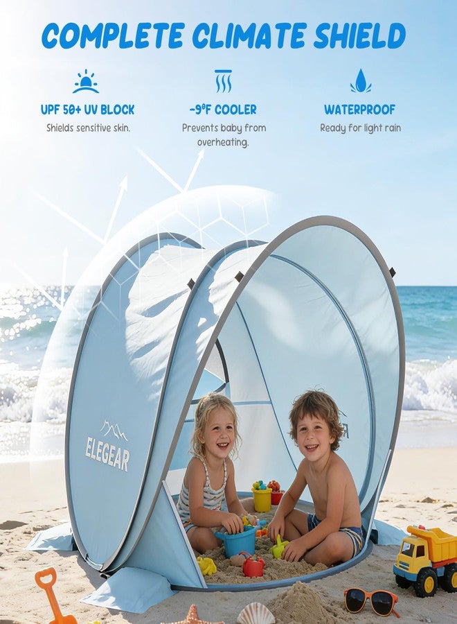 Elegear CumbreX™ Pop Up Baby Beach Tent with Mini Canopy 1S Setup, Blue - Image 4