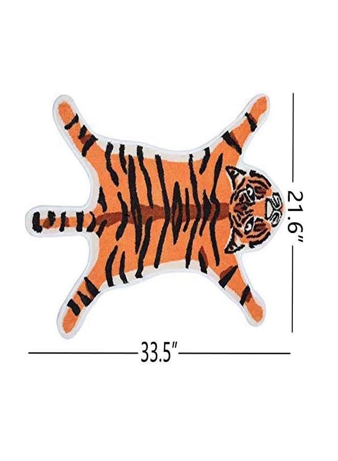Seek4comfortable Tiger Printed Rug/Mat for Bathroom, Faux Tiger Non-Slip Door Mat Area Rug Absorbent Bathtub Rug for Small Home Decor Animal Printed Carpet Bathroom Plush Shower Rugs (Orange) - Image 3