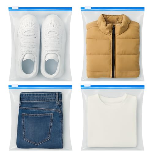 GREENTWISH Zip 'N' Seal Reusable Transparent Storage Bag with Slider Zipper, Organiser for Clothes, Shoes, Garment, Home and Travel, Space Saver Plastic Bag | Combo Pack (Big+Jumbo Size) | 10 Bags - Image 1