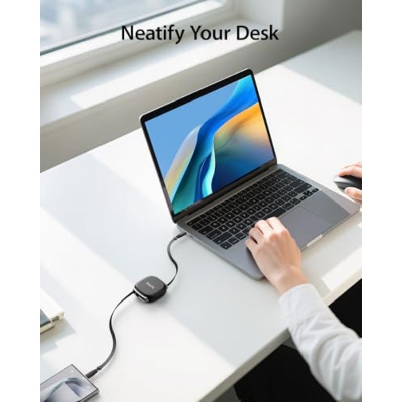 كابل SooPii USB C قابل للسحب إلى USB C 2 حزمة 3.3 قدم، سلك شحن سريع USB C بقوة 240 وات مع تخزين Mag Snap، كابل من النوع C محدد مسبقًا بطول 5 مراحل لهاتف iPhone 16/15 Pro Max وGalaxy S25/24 - Image 5