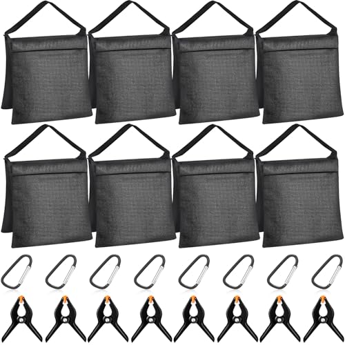 Hoteam 12 Sets Sandbag Weight Bag with Zipper, Spring Clamps, Hooks Heavy Duty Sand Bags Weights for Christmas Tree Stand, Outdoor Decorations, Canopy Tent, Fixed Brackets - Image 1