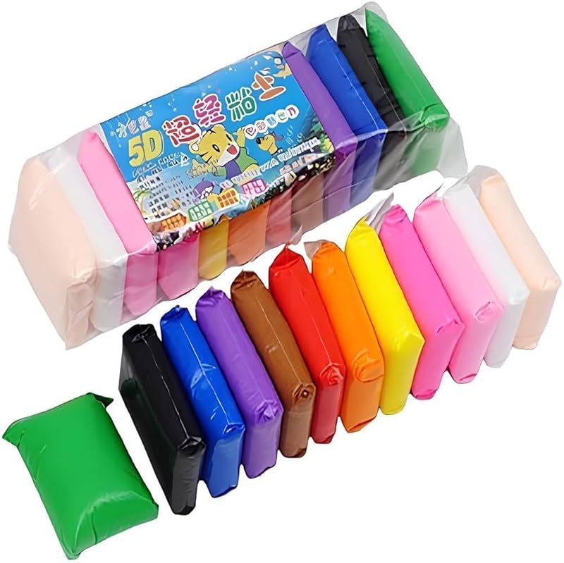 Kids Modeling Clay Set, Rainbow Colors, Air Dry Clay, 12 Pack, Sculpting Tools Included, Creative Arts and Crafts Kit for Children