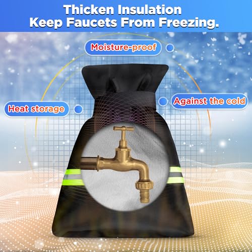 IPOW Outdoor Faucet Covers for Winter Freeze Protection - Pro 10"H x 6.3"W Outside Hose Bib Reusable Thickened Water Spigot Covers Winter Insulated, Waterproof Water Faucet Socks - 4 Pack - Image 3
