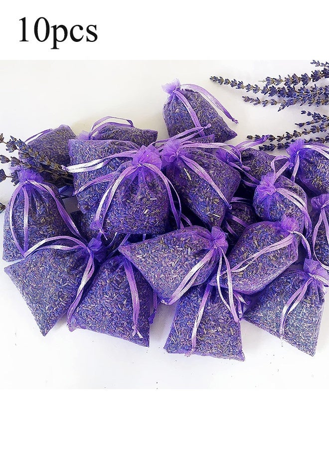 YJ 10-Piece Sachet With Dried French Lavender Flower Bud Set Purple 7x9cm - Image 1