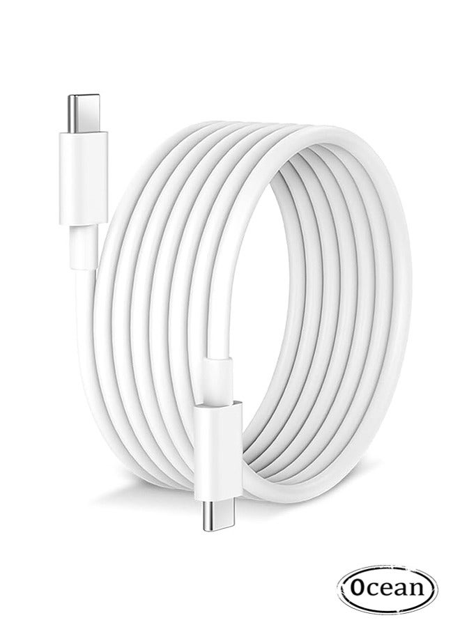 Ocean iPhone USB C Charger Cord, 60W Power Delivery PD Fast Charge Cable, 60W Dual Type C Fast Charging Line for iPhone 16/Plus/Pro/Pro Max, MacBook Pro/Air, iPad Pro/Air/Mini, Pixel, and More (2m White) - Image 1