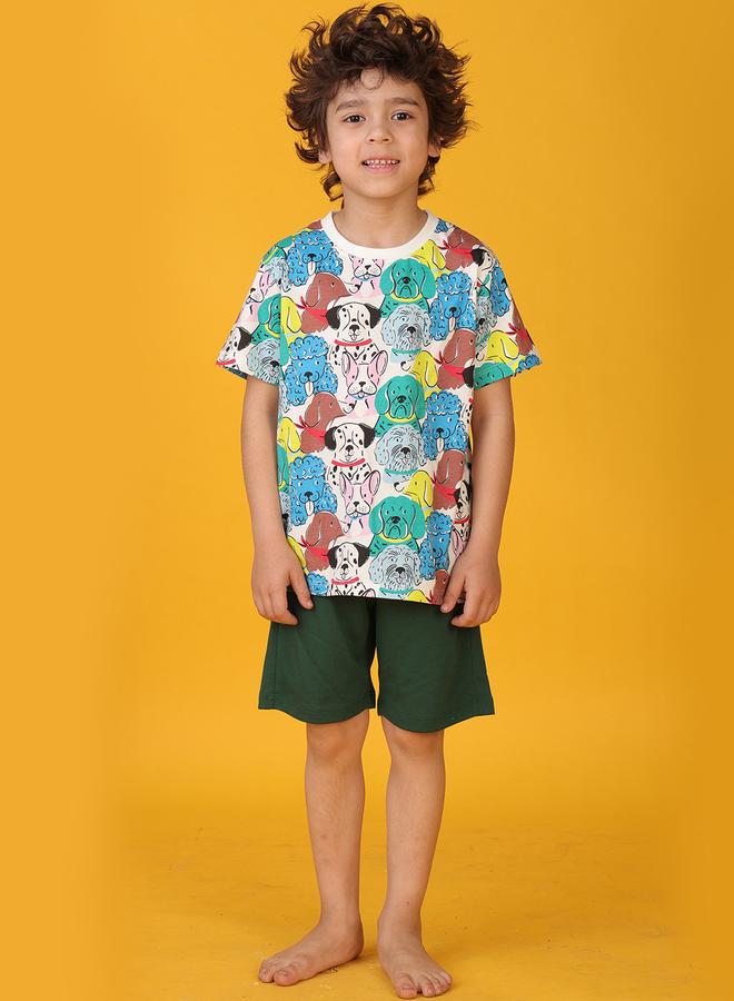 Anthrilo All-Over Dog Print Short Sleeve T-Shirt and Shorts Set - Image 2