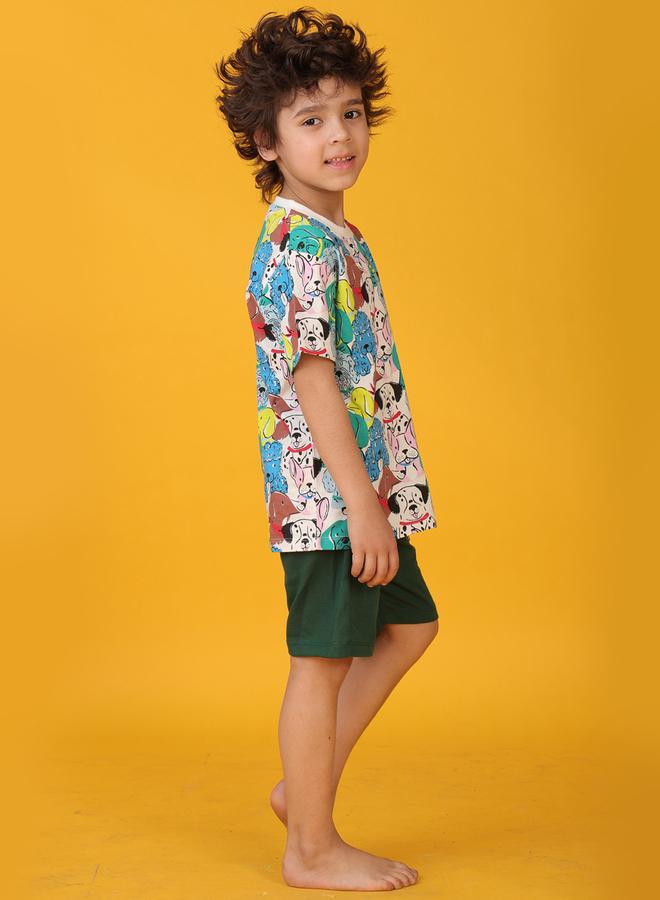 Anthrilo All-Over Dog Print Short Sleeve T-Shirt and Shorts Set - Image 4