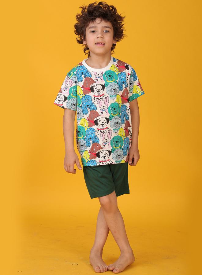 Anthrilo All-Over Dog Print Short Sleeve T-Shirt and Shorts Set - Image 3