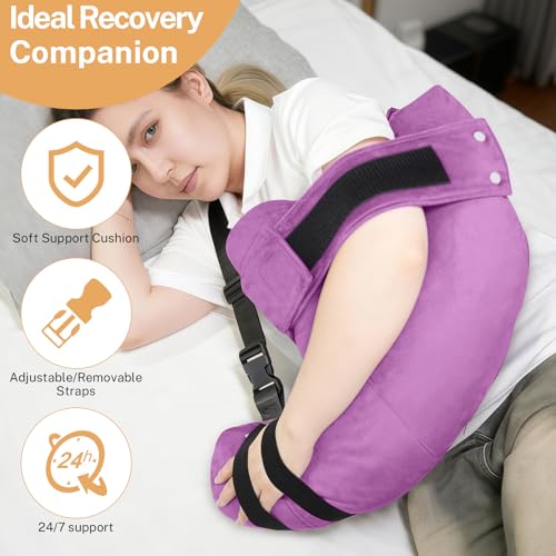 KUAZIDAR Shoulder Pillow Rotator Cuff Pillow - Arm Sling Side Sleeper Pillows for Adults, Post Shoulder Surgery Rotator Cuff Brace, Neck, Shoulder Pain, Post surgery gifts for women and men (Purple, Large) - Image 2