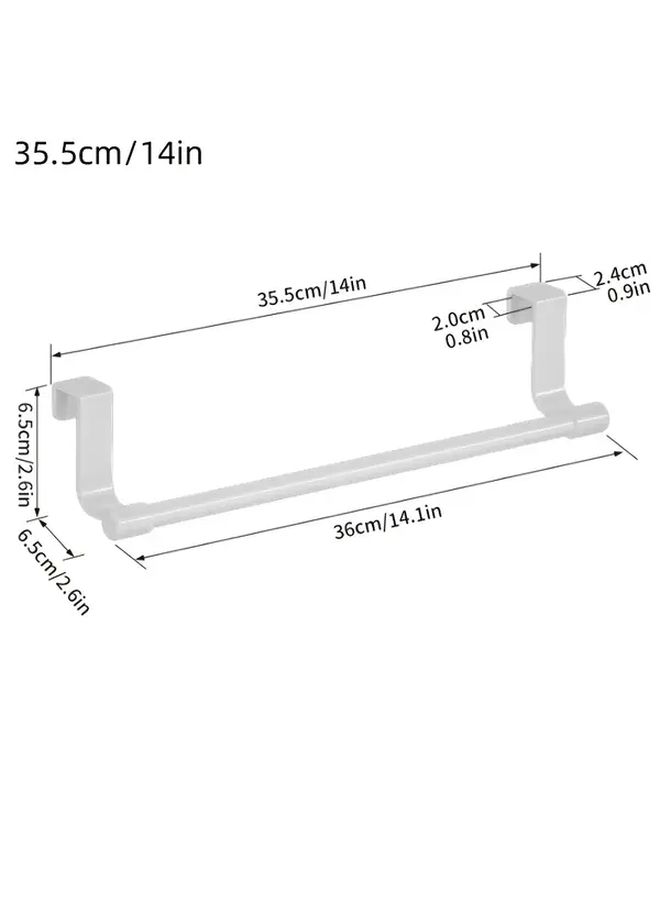 White 13.98inch Stainless Steel Towel Rack Over Door Mount No Tools - Image 4