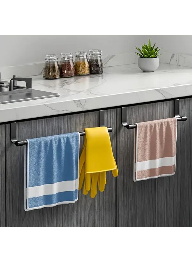 White 13.98inch Stainless Steel Towel Rack Over Door Mount No Tools - Image 1