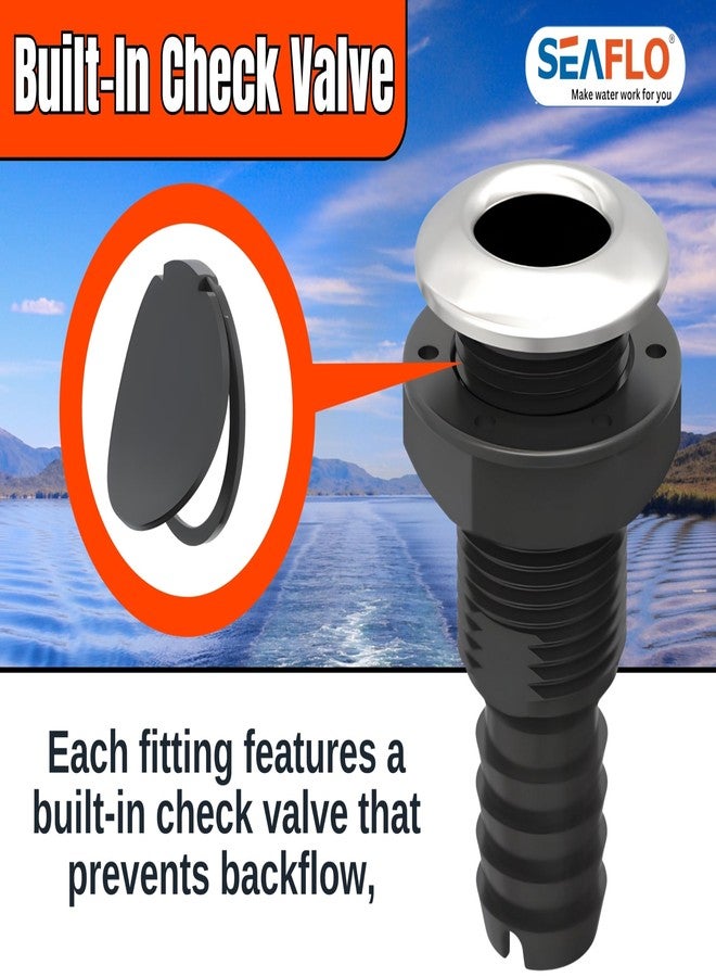 SEAFLO 1-1/8" 316 Stainless-Steel-Capped Thru Hull Through Hull 4-Year Warranty, Anti-Corrosion, Ultra-Durable with Built-in Check Valve, 4-Year Warranty (1-Pack) - Image 4