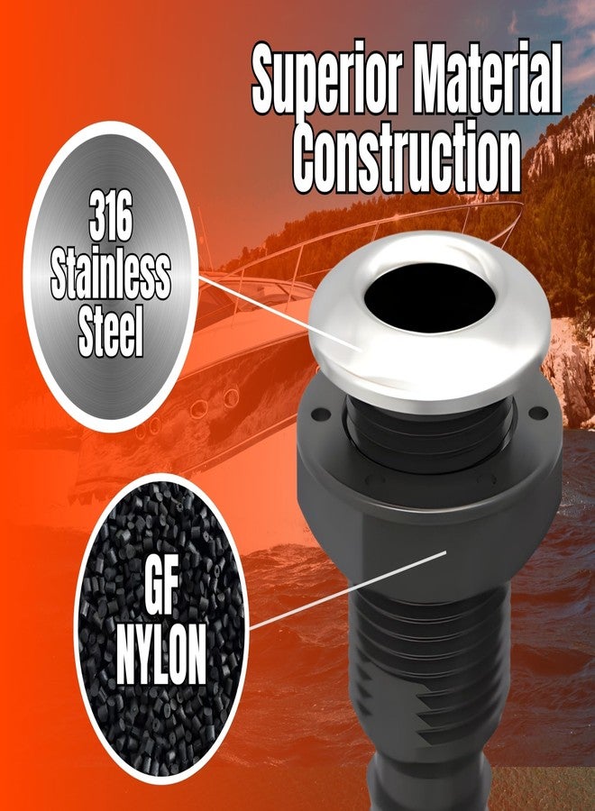 SEAFLO 1-1/8" 316 Stainless-Steel-Capped Thru Hull Through Hull 4-Year Warranty, Anti-Corrosion, Ultra-Durable with Built-in Check Valve, 4-Year Warranty (1-Pack) - Image 5