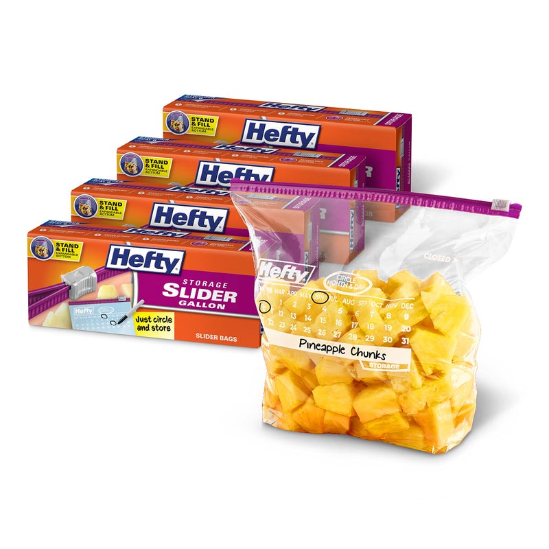 Hefty Slider Calendar Storage Bags Gallon Size 30 Count Pack of 4 120 Total