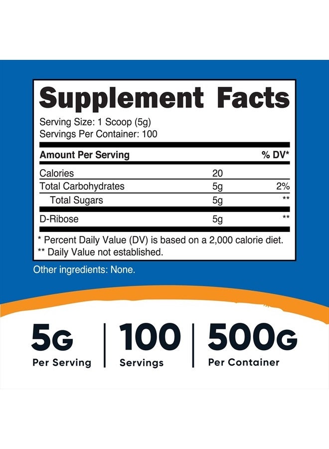 Nutricost D-Ribose Powder 500 Grams - 5000mg Per Serving, Non-GMO (500 Grams)  - Image 2