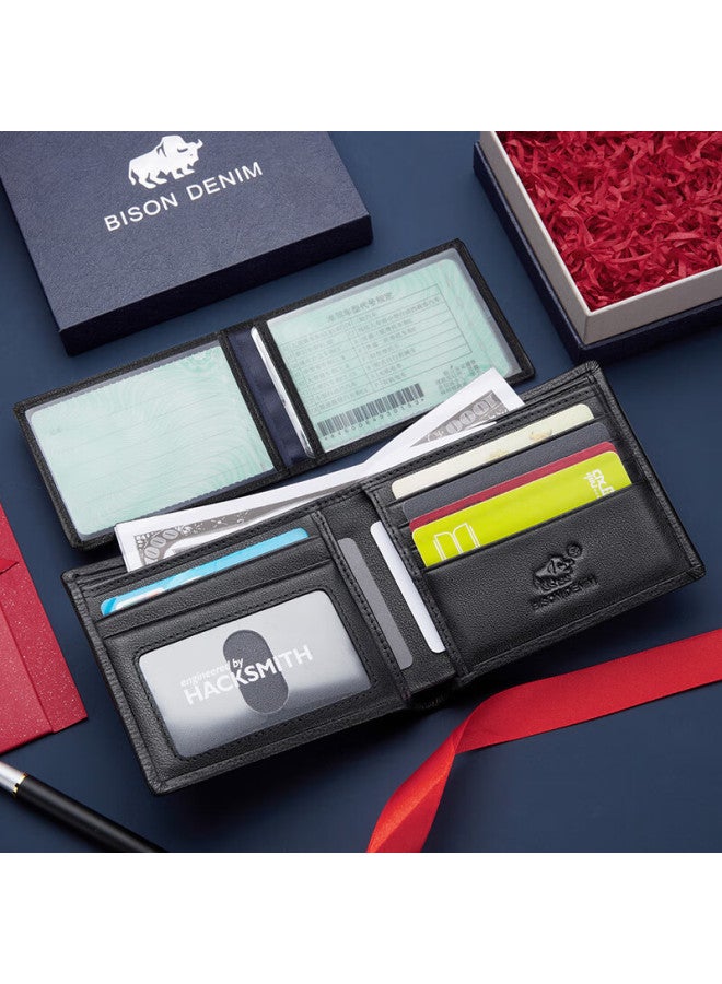American Bison Men's Short Wallet Multi-card Leather Card Holder Practical Birthday Gift For Boyfriend Husband - Image 1