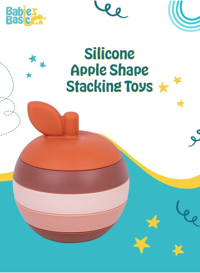 Babies Basic Silicone Stacking Toy For Babies/Kids, Apple Shape, Bpa Free 100% Safe - Apple  - Image 2